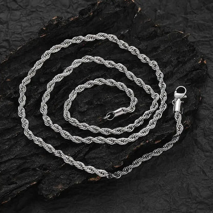 2-6MM Stainless Steel Necklace for Women Men Never Fade Waterproof Twisted Rope Chain Fashion Jewelry 16-30 Inches