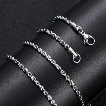2-6MM Stainless Steel Necklace for Women Men Never Fade Waterproof Twisted Rope Chain Fashion Jewelry 16-30 Inches