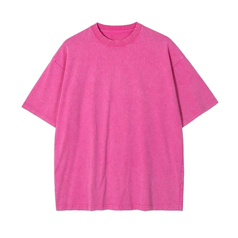 2026 Washed Vintage T-Shirts Street Hip Hop Retro Punk T Shirt Women Harajuku Casual Cotton Short Sleeve Acid Wash Tshirts Top