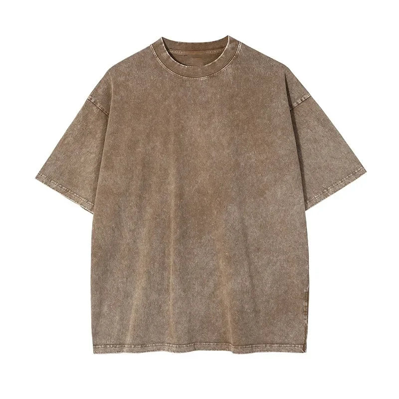 2026 Washed Vintage T-Shirts Street Hip Hop Retro Punk T Shirt Women Harajuku Casual Cotton Short Sleeve Acid Wash Tshirts Top