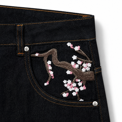 Sakura Embroidered Jeans