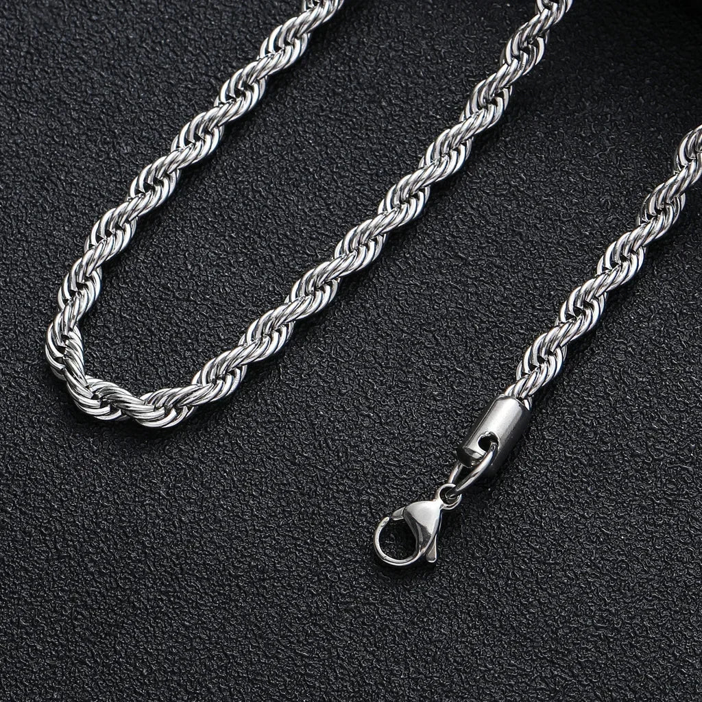 2-6MM Stainless Steel Necklace for Women Men Never Fade Waterproof Twisted Rope Chain Fashion Jewelry 16-30 Inches