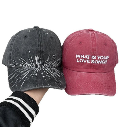 Hot-Selling 2 Styles Washed Cotton Baseball Cap with Printed Distressed Soft Top Denim Hat Vintage Hat for Men & Women