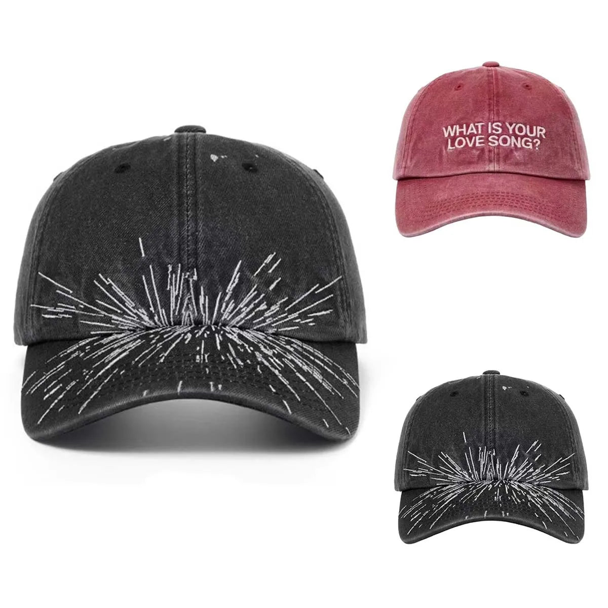 Hot-Selling 2 Styles Washed Cotton Baseball Cap with Printed Distressed Soft Top Denim Hat Vintage Hat for Men & Women